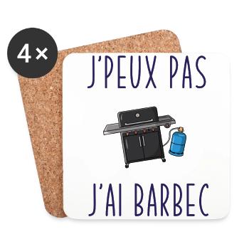 J'peux pas j'ai barbecue - Dessous de verre (lot de 4) - blanc - Devant