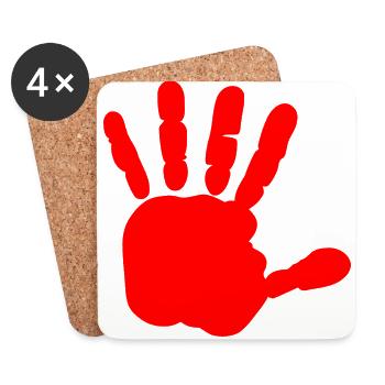 Main rouge - main de sang - BLOODY HAND - Dessous de verre (lot de 4) - blanc - Devant