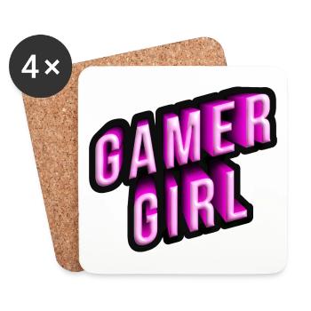 gamer girl pink 3d effekt - Untersetzer (4er-Set) - Weiß - Vorne