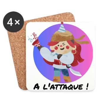 Pirate girl, à l'attaque ! - Dessous de verre (lot de 4) - blanc - Devant