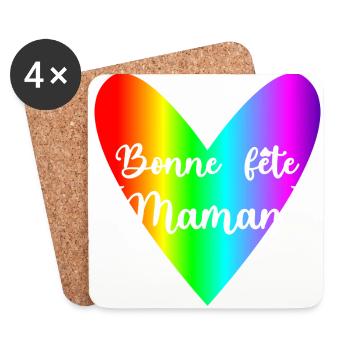 BONNE FÊTE MAMAN. MAMAN. FÊTE DES MÈRES. JE T'AIME - Dessous de verre (lot de 4) - blanc - Devant