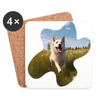 Chien de berger blanc dans un pré - Dessous de verre (lot de 4) - blanc - Devant