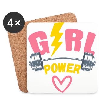 Girl Power Gift Gift Idea Fitness Workout - Dessous de verre (lot de 4) - blanc - Devant