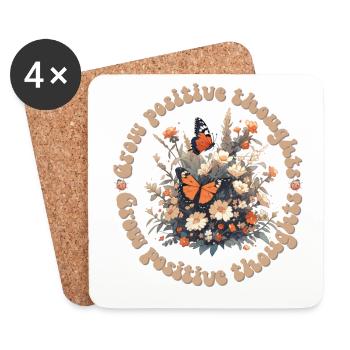 Let positive thoughts grow wildflowers insects - Coasters (set of 4) - white - Front