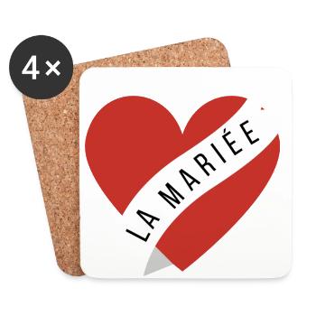 La mariée cœur rouge et ruban - Dessous de verre (lot de 4) - blanc - Devant