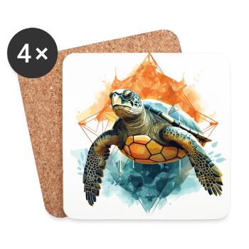 Abstract Nature: Evil Eye of the Turtle - Coasters (set of 4) - white - Front