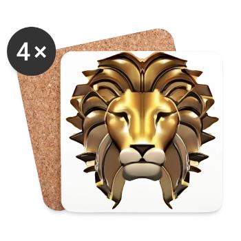 Masque de Lion en Or - Dessous de verre (lot de 4) - blanc - Devant