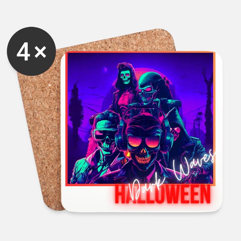 Dark Waves - Coasters (set of 4) - white