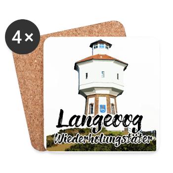 Langeoog Leuchtturm Insel - Untersetzer (4er-Set) - Weiß - Vorne