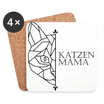 Katzen Mama Polygon Katze - Untersetzer (4er-Set) - Weiß - Vorne