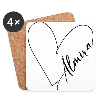 Almira Name Heart Line - Coasters (set of 4) - white - Front