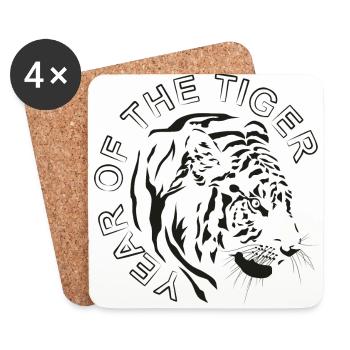 Année chinoise du Tigre - Dessous de verre (lot de 4) - blanc - Devant