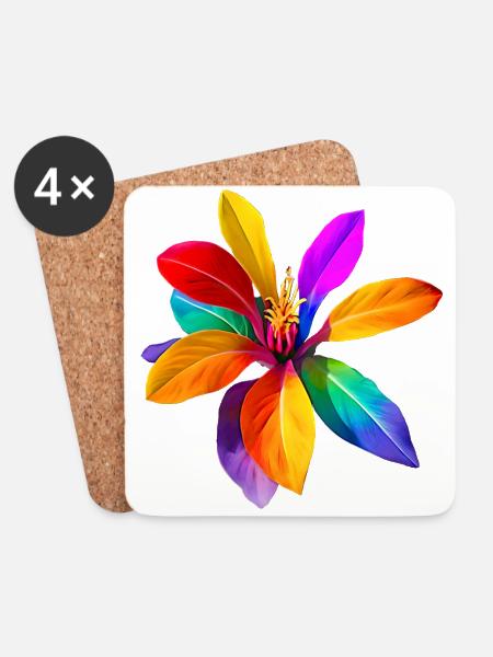 Regenbogenblume aus Fantasialand - Untersetzer (4er-Set) - Weiß