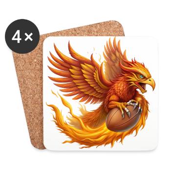 Hyper realistic phoenix striking out soccer ball - Coasters (set of 4) - white - Front