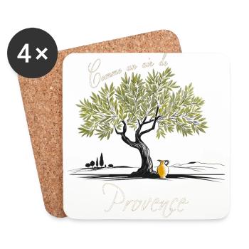 Olive tree, Provence landscape, Provençal art - Coasters (set of 4) - white - Front
