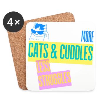 More Cats - Less Struggles - Untersetzer (4er-Set) - Weiß - Vorne