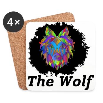 The Wolf – Vibrant Geometric Animal Art - Coasters (set of 4) - white - Front