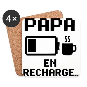 PAPA EN RECHARGE… - Dessous de verre (lot de 4) - blanc - Devant