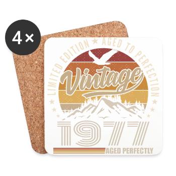 1977 Cadeau 48e Anniversaire 1977 Vintage 1977 - Dessous de verre (lot de 4) - blanc - Devant