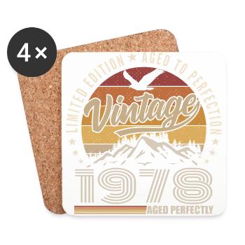 1978 Cadeau 47e Anniversaire 1978 Vintage 1978 - Dessous de verre (lot de 4) - blanc - Devant