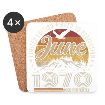 June 1970 55th Anniversary Gift June 1970 Retro - Coasters (set of 4) - white - Front