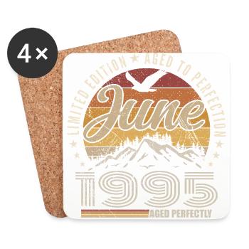 Juni 1995 Geschenk zum 30-jährigen Jubiläum Juni 1995 Retro - Untersetzer (4er-Set) - Weiß - Vorne