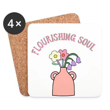 Bouquet in Vase - Blossoming Beauty - Coasters (set of 4) - white - Front