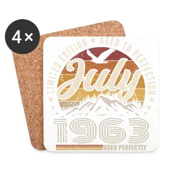 July 1963 62nd Anniversary Gift July 1963 - Coasters (set of 4) - white - Front