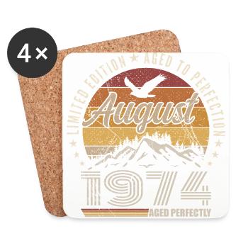 Août 1974 Retro Anniversaire août 1974 August 1974 - Dessous de verre (lot de 4) - blanc - Devant