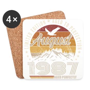 Août 1987 Retro Anniversaire août 1987 August 1987 - Dessous de verre (lot de 4) - blanc - Devant