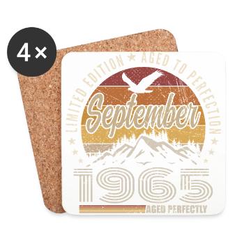 Né en Septembre 1965 - Anniversaire Septembre 1965 - Dessous de verre (lot de 4) - blanc - Devant