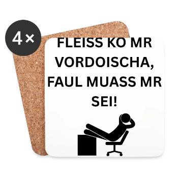 Faul Sein Lustiger Dialekt Spruch Schwäbisch Büro - Untersetzer (4er-Set) - Weiß - Vorne