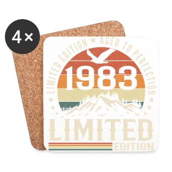 Cadeau Anniversaire 1983 - Vintage 1983 Rétro 1983 - Dessous de verre (lot de 4) - blanc - Devant