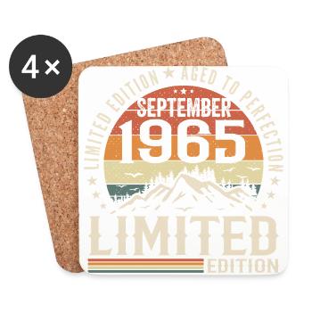 Cadeau Anniversaire Septembre 1965, September 1965 - Dessous de verre (lot de 4) - blanc - Devant