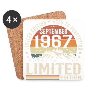 September 1967, September 1967 Birthday Gift - Coasters (set of 4) - white - Front