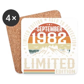 September 1982, September 1982 Birthday Gift - Coasters (set of 4) - white - Front