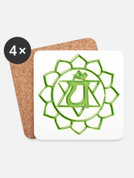 HERZCHAKRA ANAHATA 4. CHAKRA - Untersetzer (4er-Set) - Weiß