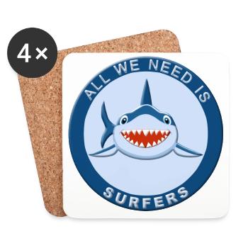 Requin surf - Dessous de verre (lot de 4) - blanc - Devant