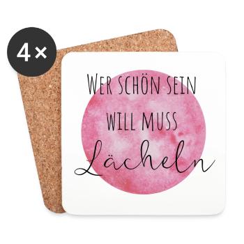 Wer schön sein will muss Lächeln - Untersetzer (4er-Set) - Weiß - Vorne
