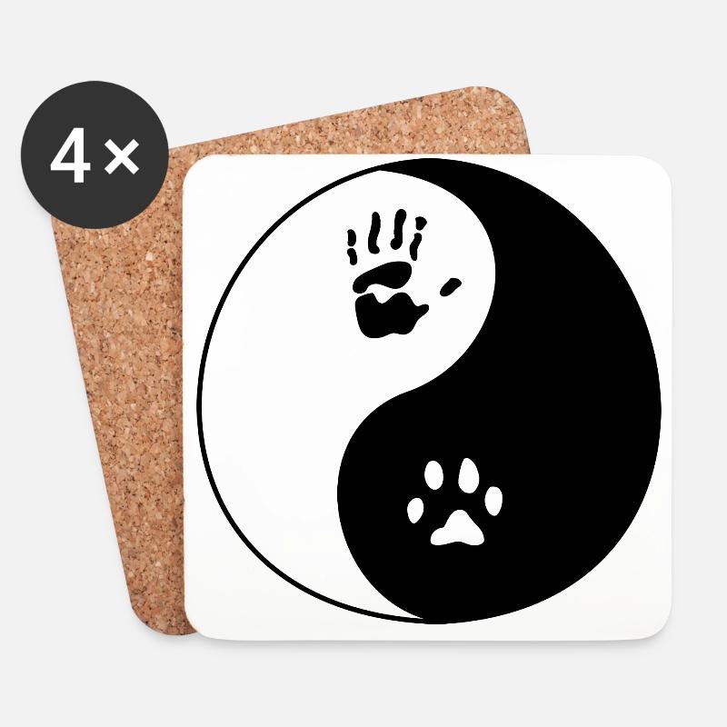 Hund Mensch Abdruck - Untersetzer (4er-Set) - Weiß