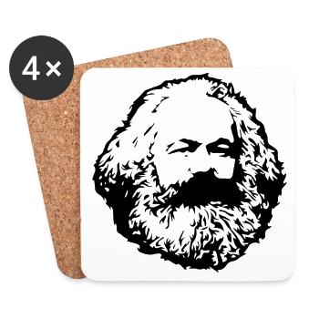 Karl Marx Visage Communisme Marxisme philosophe - Dessous de verre (lot de 4) - blanc - Devant