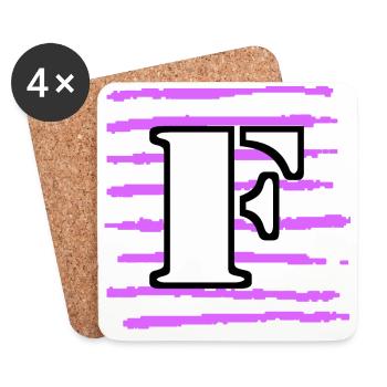 black white purple stripes f - Coasters (set of 4) - white - Front