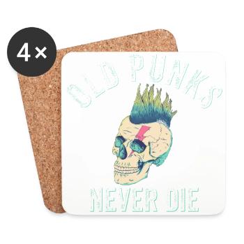 Old Punks Never Die - Vintage Punk - Dessous de verre (lot de 4) - blanc - Devant