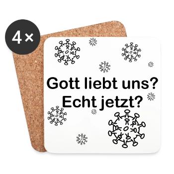 gott liebt uns corona schwarz - Untersetzer (4er-Set) - Weiß - Vorne