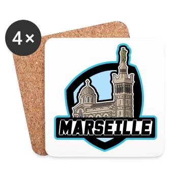 Logo Marseille - Dessous de verre (lot de 4) - blanc - Devant