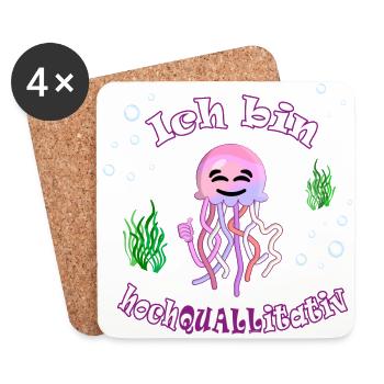 Lustige Thumbsup Qualle: Hochquallitativ - Untersetzer (4er-Set) - Weiß - Vorne
