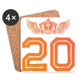 20 Zahl Krone - Untersetzer (4er-Set) - Weiß - Vorne