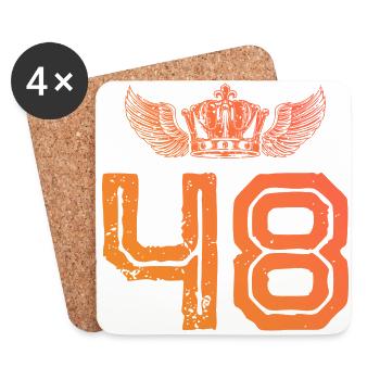 48 Zahl Krone - Untersetzer (4er-Set) - Weiß - Vorne