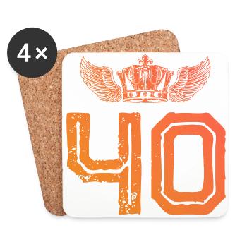 40 Couronne de numéros - Dessous de verre (lot de 4) - blanc - Devant