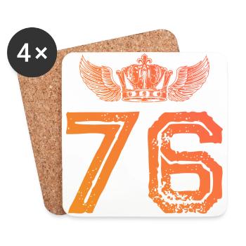 76 Zahl Krone - Untersetzer (4er-Set) - Weiß - Vorne